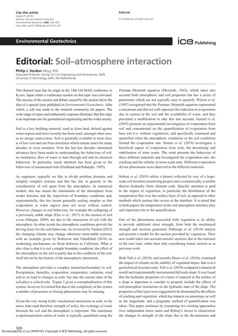 Editorial: Soil–atmosphere interaction .